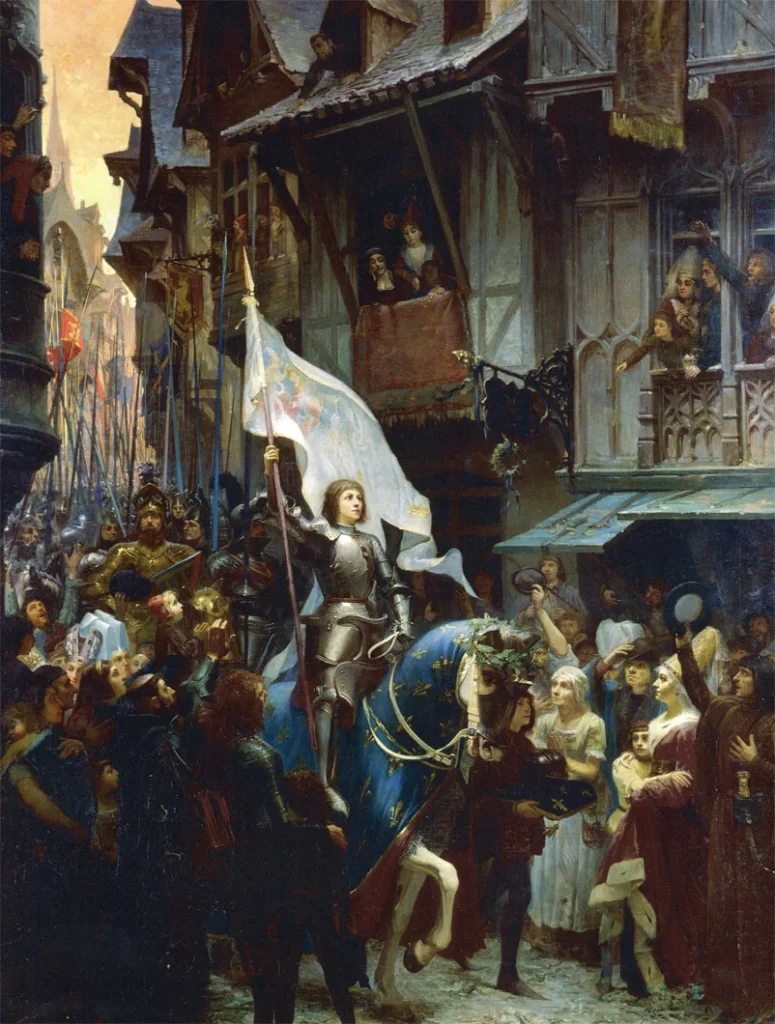 Painting titled "The Entrance of Joan of Arc into Orléans on 8th May 1429" by Jean-Jacques Scherrer