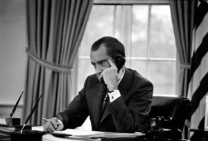 President Nixon in Oval office- White House